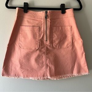 Madewell Coral A-Line Flare Raw Hem Mini Skirt